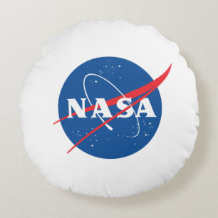 Iconic NASA Rocket White Grade A Cotton 16" Rundes Kissen