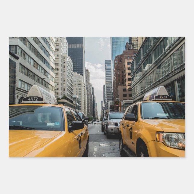 Iconic New York City Yellow Taxi Cabs Wrapping Pap Geschenkpapier Set (Vorderseite)