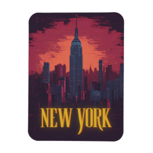 Iconic New York Cityscape - Nighttime Skyline Magnet