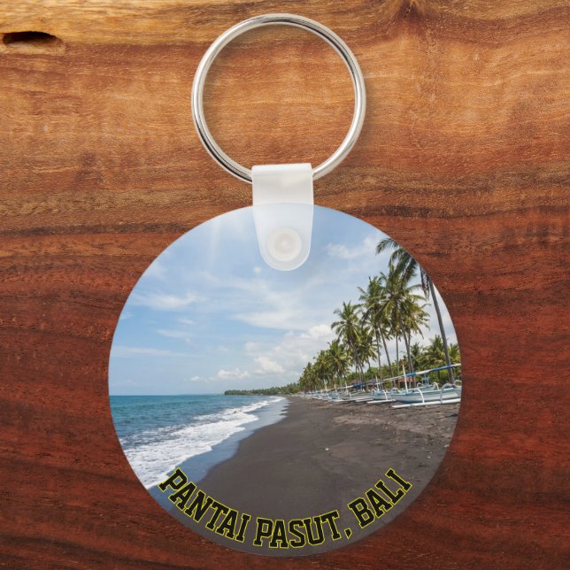 Iconic Pasut Beach Bali Sunset Palm Tree Keychain Schlüsselanhänger (Rückseite)