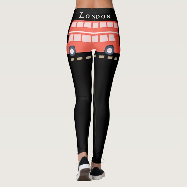 Iconic Red London Bus Black Mode Leggings (Rückseite)
