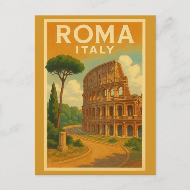 Iconic Rome: Colosseum Vintage Travel Postkarte (Vorderseite)
