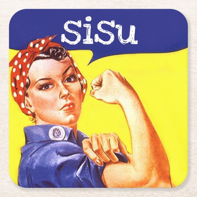 Iconic Rosie die Nieteneinschläger sisu coole Rechteckiger Pappuntersetzer (Vorderseite)