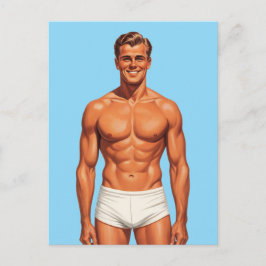 Iconic Vigor: Solo Portrait in Retro Style Postkarte