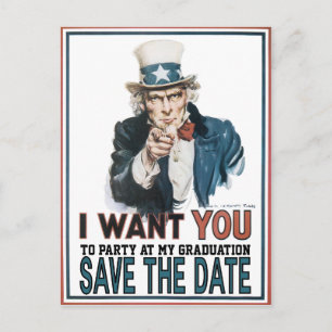 Iconic Vintag Uncle Sam  Abschluss Ankündigungspostkarte