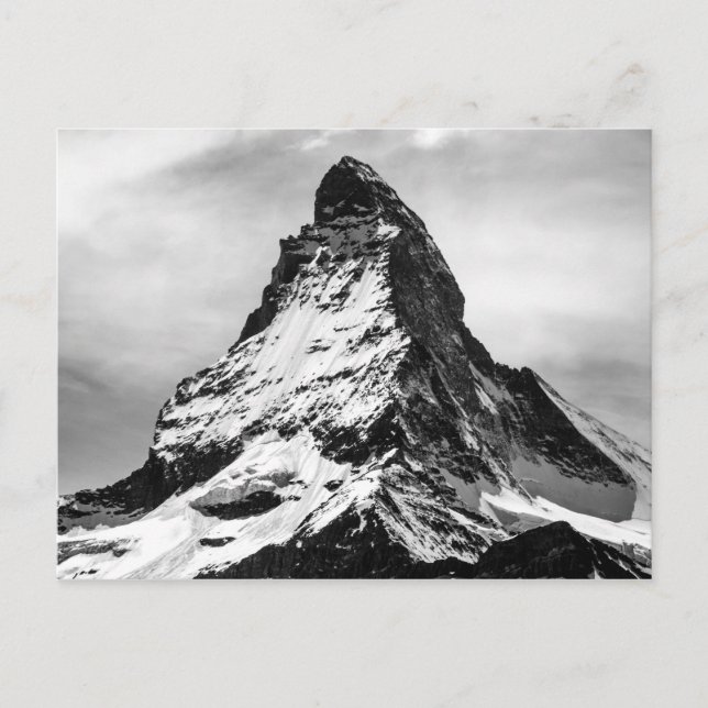 Iconische Alpen Matterhorn Schwarz-Weiß Postkarte (Vorderseite)