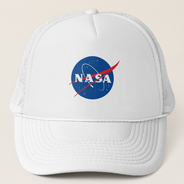 Iconischer Baseballhut der NASA (Raketenweiß) Truckerkappe (Vorderseite)