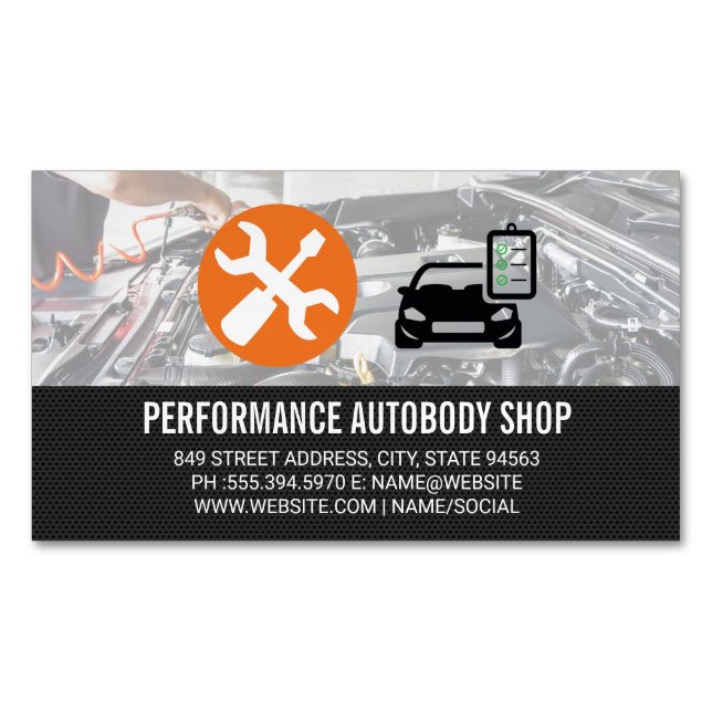 Icons für Automotive | Mechanischer Fixierungs-Mot Magnetische Visitenkarte (Vorderseite)