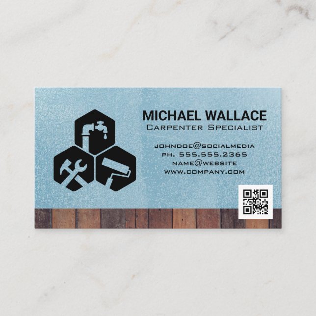 Icons für Hausreparaturen | QR-Code-Vorlage Visitenkarte (Vorderseite)