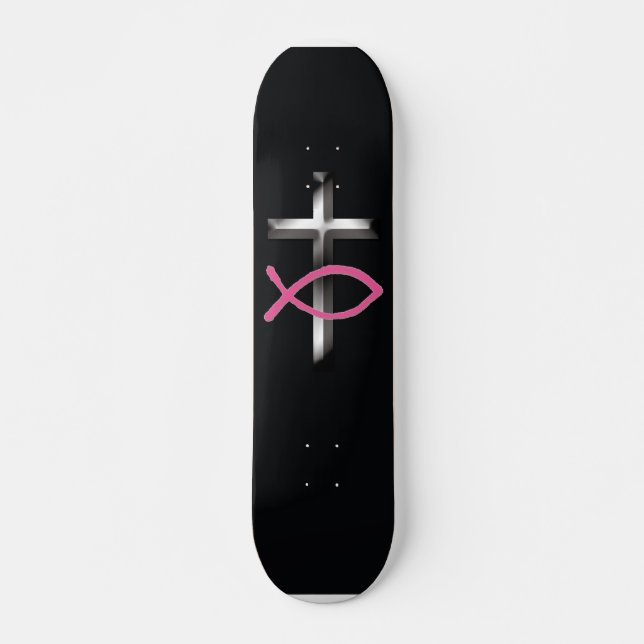 Icthus u. Kreuz Skateboard (Vorne)