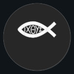 Icthys-Symbol für den Christlichen Glauben Runder Aufkleber<br><div class="desc">Das ist ein großartiges Geschenk für Ihre Familie,  Freunde,  die Jesus Liebe. Sie werden sich freuen,  dieses Geschenk von Ihnen während der Ferienzeit oder an jedem anderen Tag zu erhalten.</div>