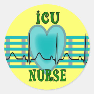 ICU-Geschenke, QRS und Herzdesign Runder Aufkleber