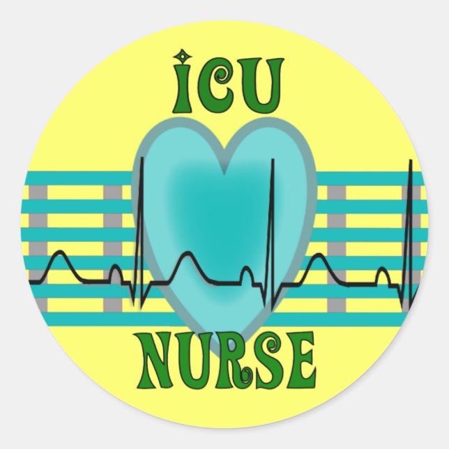 ICU-Geschenke, QRS und Herzdesign Runder Aufkleber (Vorderseite)