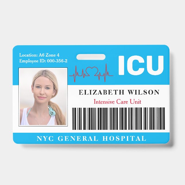 ICU| Intensive Care Unit Employee Foto ID Ausweis (Front)