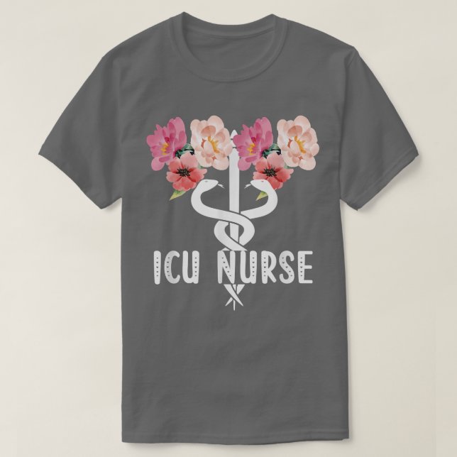 ICU-Krankenpflegerin Caduceus Intensivstation ICU- T-Shirt (Design vorne)