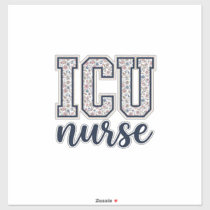 ICU-Krankenschwester Floral Varsity-Shirt Design_1 Aufkleber