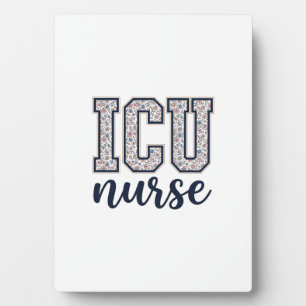 ICU-Krankenschwester Floral Varsity-Shirt Design_1 Fotoplatte