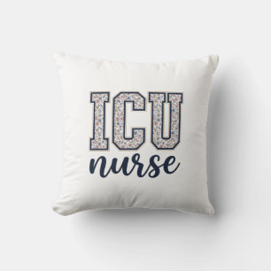 ICU-Krankenschwester Floral Varsity-Shirt Design_1 Kissen