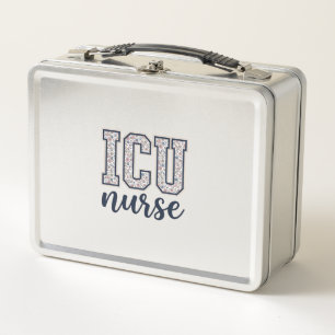 ICU-Krankenschwester Floral Varsity-Shirt Design_1 Metall Brotdose