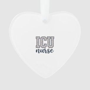 ICU-Krankenschwester Floral Varsity-Shirt-Design_1 Ornament