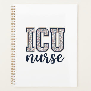 ICU-Krankenschwester Floral Varsity-Shirt Design_1 Planer