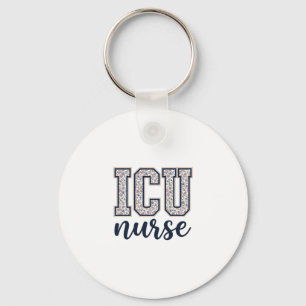 ICU-Krankenschwester Floral Varsity-Shirt-Design_1 Schlüsselanhänger