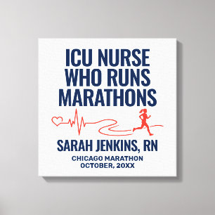 ICU-Krankenschwester-Marathon-Schild-Läuferin-Herz Leinwanddruck