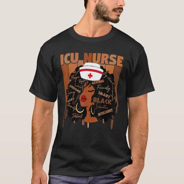 ICU Nurse Afro African American Women Black Histor T-Shirt (Vorderseite)