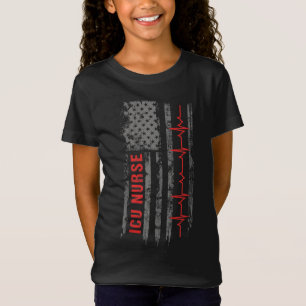 ICU Nurse Critical Care American Flag T-Shirt