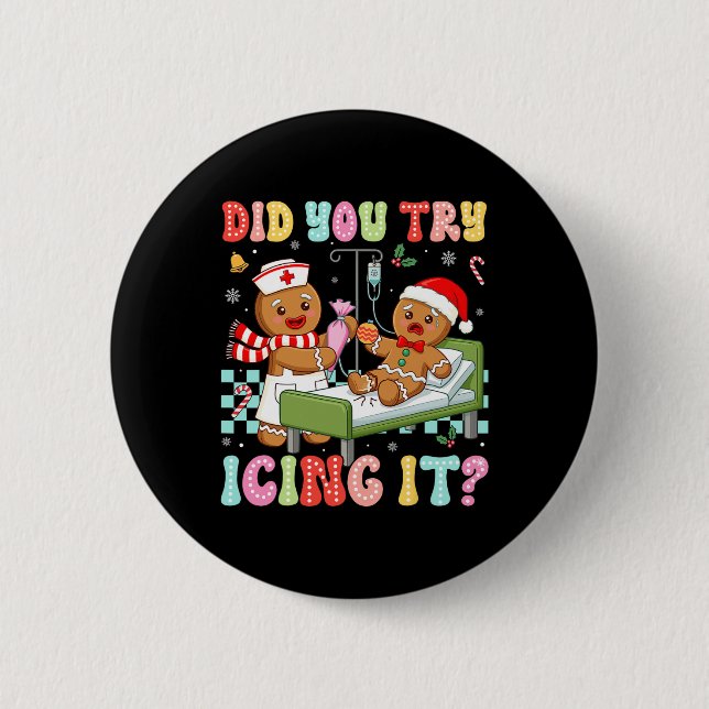 Icu Nurse haben Sie versucht, es Weihnachten Retro Button (Vorderseite)