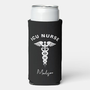 ICU Nurse Medical Caduceus Script Personalisiert Selters Dosenkühler