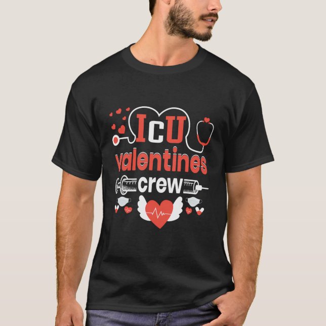 Icu Valentinstag Crew Nurse T-Shirt (Vorderseite)