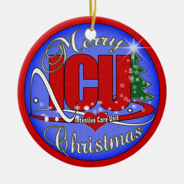 ICU WEIHNACHTSverzierung Intensivstation Keramik Ornament (Vorne)