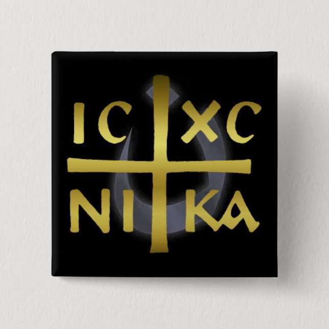 ICXC NIKA Jesus Christus erobert den Nazarenknopf Button (Vorderseite)