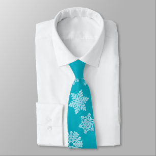Icy Aqua Aquamarin Frozen Winterschneeflocken Weih Krawatte