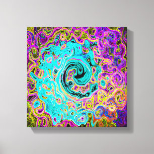 Icy Aqua Blue Groovy Abstract Retro Liquid Swirl Leinwanddruck