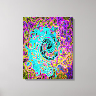 Icy Aqua Blue Groovy Abstrakt Retro Liquid Swirl Leinwanddruck
