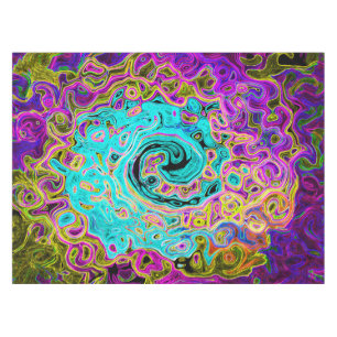 Icy Aqua Blue Groovy Abstrakt Retro Liquid Swirl Tischdecke