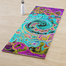Icy Aqua Blue Groovy Abstrakt Retro Liquid Swirl