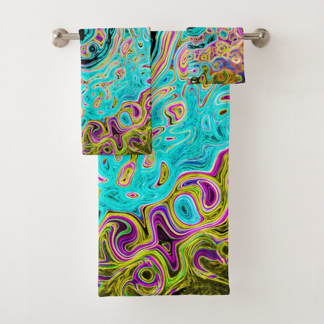 Icy Aqua Blue Super Abstrait Retro Liquid Swirl (En situation)