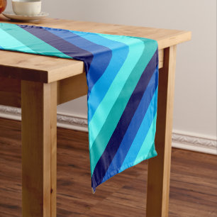 Icy Blue Aquamarin Stripes Large Table Runner Großer Tischläufer