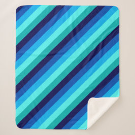 Icy Blue Aquamarin Stripes Medium Sherpa Blanket Sherpadecke