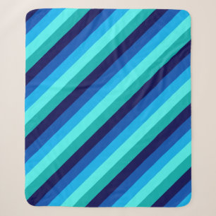 Icy Blue Aquamarin Stripes Medium Sherpa Blanket Sherpadecke