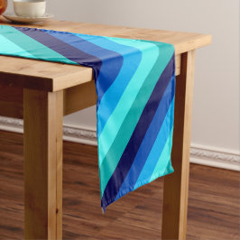 Icy Blue Aquamarin Stripes Medium Table Runner Mittelgroßer Tischläufer