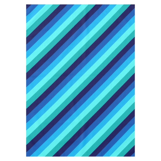 Icy Blue Aquamarin Stripes Medium Tableclout Tischdecke (Vorderseite)