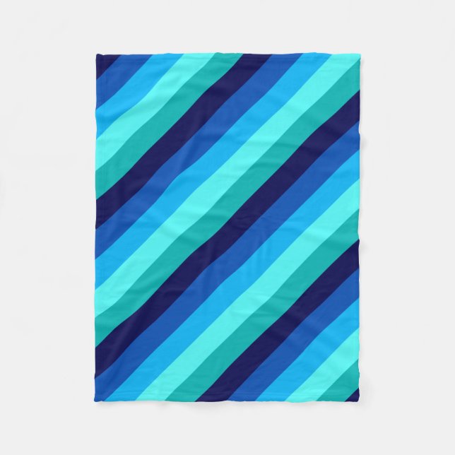 Icy Blue Aquamarin Stripes Small Fleece Blanket (Vorderseite)