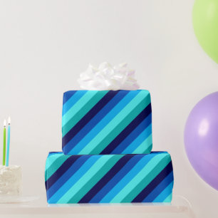 Icy Blue Aquamarin Stripes Wrapping Paper Geschenkpapier