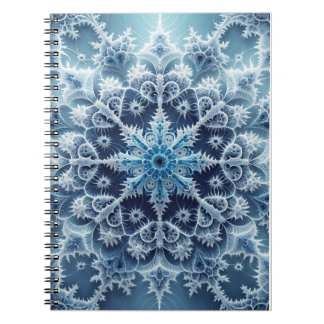 Icy Blue Crystal Fraktal Pattern Notizblock