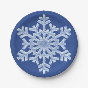 Icy Blue Frozen Snowflake Frohe Winter Weihnachten Pappteller
