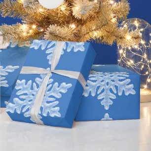 Icy Blue Frozen Winter Frostige Schneeflocken Weih Geschenkpapier